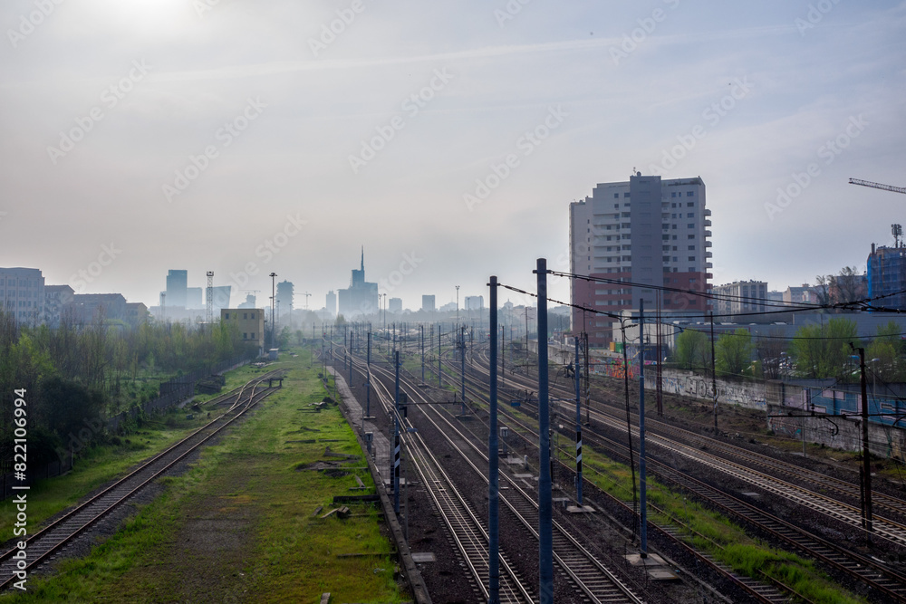 Fototapeta premium Cityscape of Milan from the Ghisolfa bridge