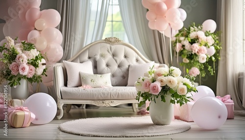 Decoration  of room for new baby grils photo