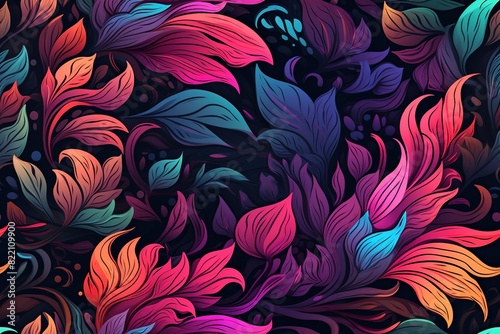 Paisley watercolor floral pattern tile: flowers, flores, tulips, leaves. Oriental indian traditional hand painted water color whimsical seamless print, ceramic design.