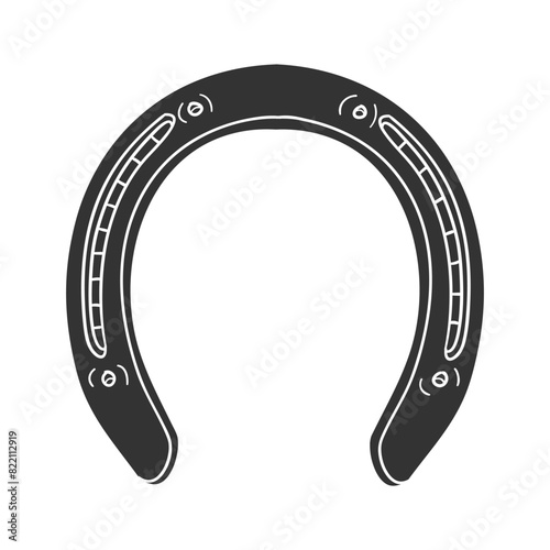 Horseshoe Icon Silhouette Illustration. Cowboy Vector Graphic Pictogram Symbol Clip Art. Doodle Sketch Black Sign.