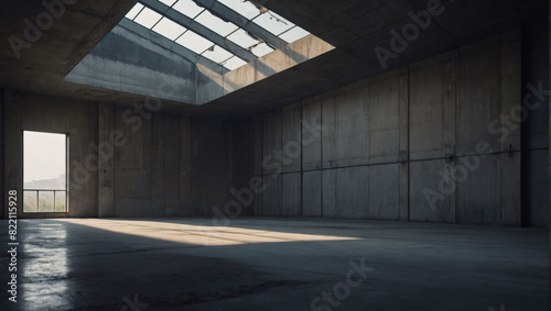 Industrial interior template, Abstract empty concrete room with skylight