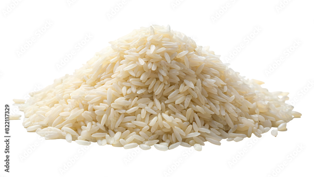 A close-up photo of a heap of dry white rice grains, a common food ingredient A close-up photo of a heap of dry white rice grains, a common food ingredient