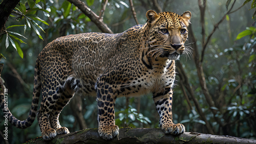 AI image generate gelagat Javan leopard
 photo