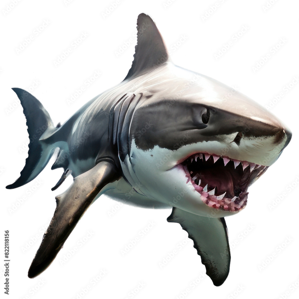 White sharks are like the hawks of the sea. isolated. Generative AI White sharks are like the hawks of the sea. isolated. Generative AI