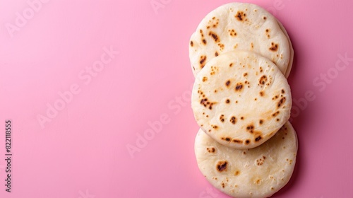 Arepas traditional food for breakfast with bread delicious meat