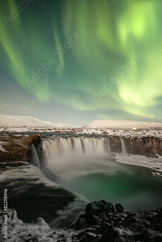 Godafoss with northern Lights - Iceland