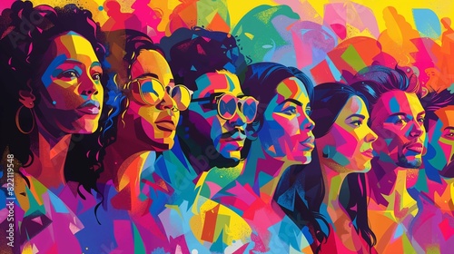 Harmonious Diversity: Vibrant LGBT Pop Art Illustration