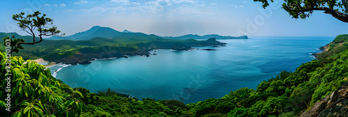 Breathtaking Panorama of Zhenbao Island: A Tapestry of Sky, Sea, and Vibrant Flora