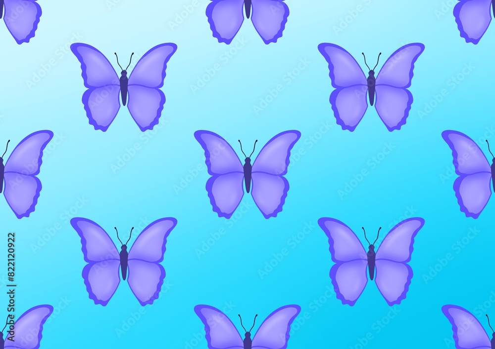 Butterfly. Pattern with butterflies. Purple-blue butterfly. Nature. Summer season