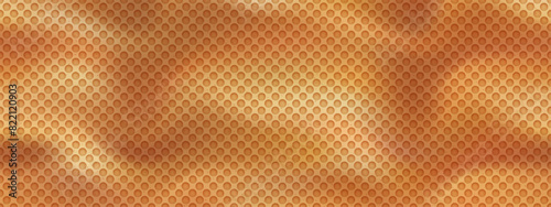 Belgian waffle seamless dimpled texture. Delicious bg with round elements pattern and graininess. Vector illustration made of gradient mesh. Crispy ice cream cone