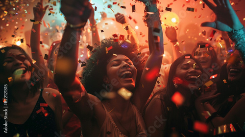 A group of people celebrating at a party