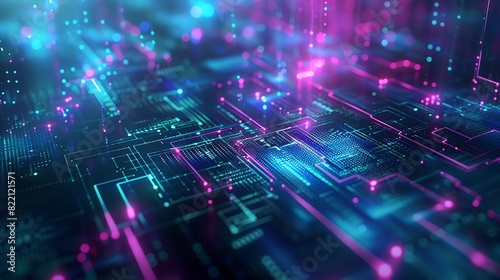 a computer circuit board with many lights and dots on it's surface