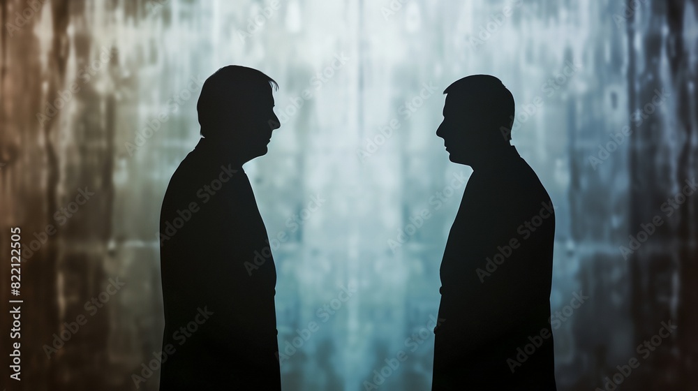 two men standing in front of a wall two men standing in front of a wall