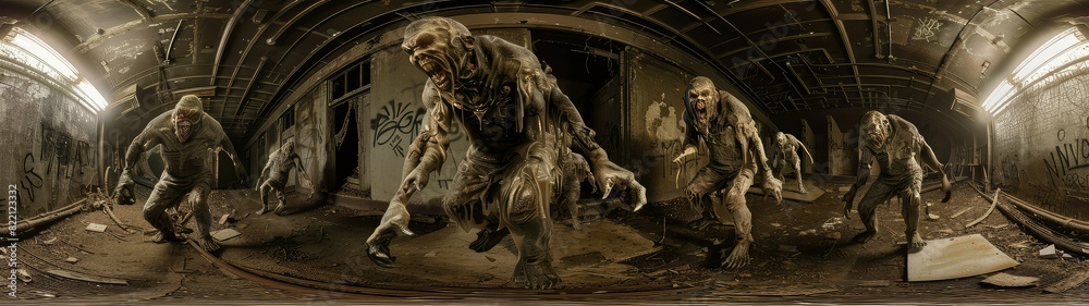 The dark figures in the distance are running towards the viewer in a threatening manner. The dark figures in the distance are running towards the viewer in a threatening manner.