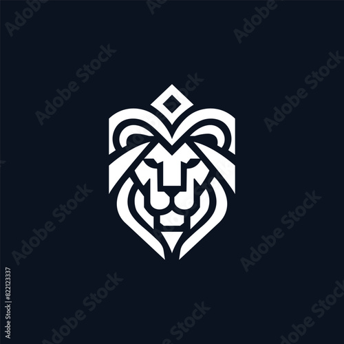 Lion head geometric vector logo design