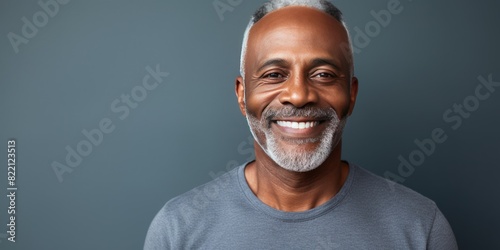 Silver Background Happy black american independant powerful Woman realistic person portrait of older mid aged person beautiful Smiling girl Isolated on Background ethnic diversity photo
