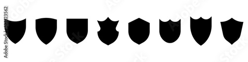 Collection of shield icons. Shields icons set. Set of shields on an isolated background. Protection. Different shields in black for your design EPS 10