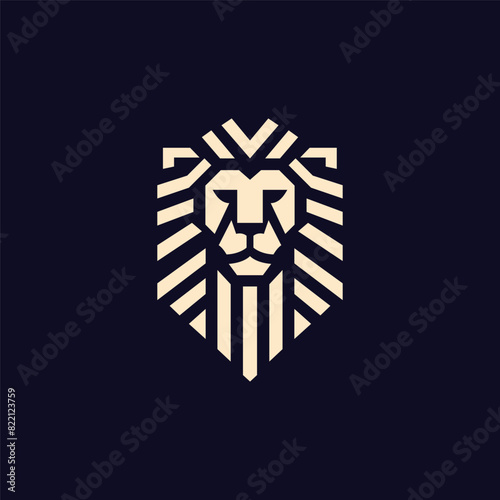 Lion head geometric vector logo design