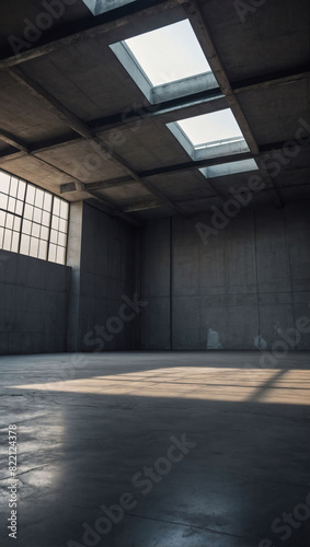 Modern industrial background  Empty concrete room with ceiling skylight