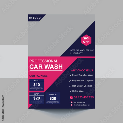 Car Wash Flyer, Car Cleaning Service template, a4 car wash service flyer, automobile wash service leaflet design, Car Wash Business Promotion Poster