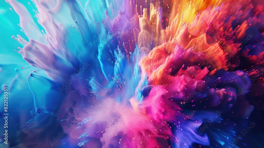 Abstract painting. Colorful powder explosion.