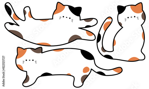 縁ありのかわいい三毛猫のフレームセット