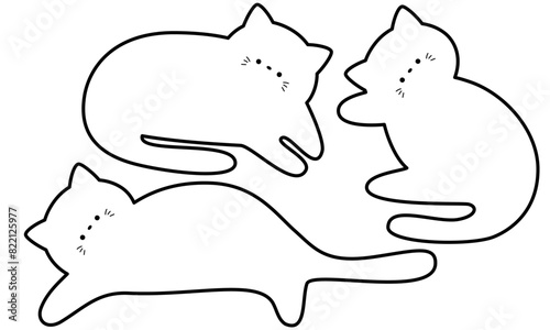 縁ありのかわいい白猫のフレームセット2