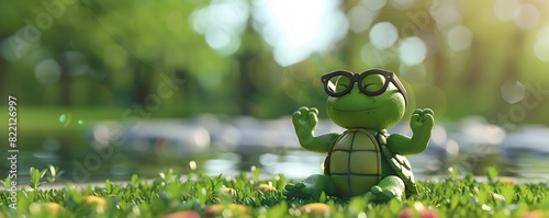Adorable Turtle with Glasse...