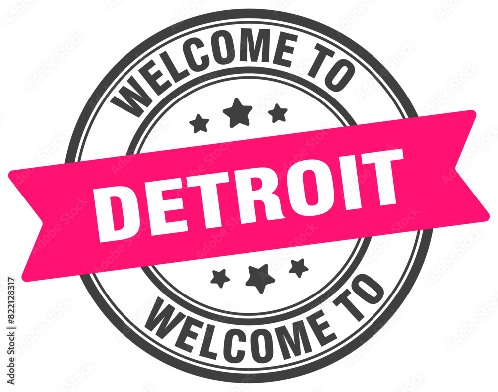 Welcome to Detroit stamp. Detroit round sign