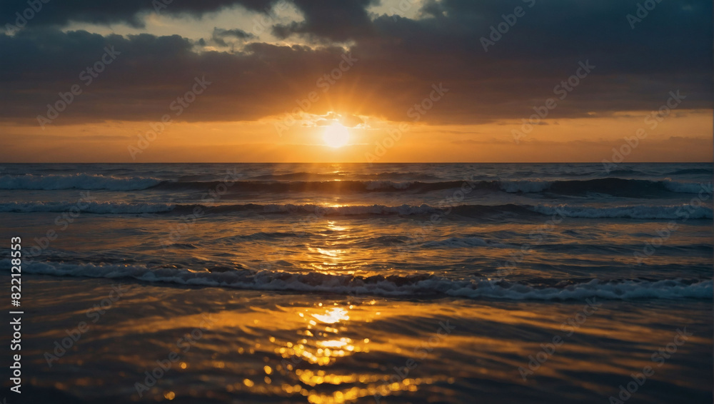Ocean Sunrise, Golden Light on the Horizon