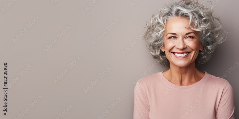 Tan Background Happy black american independant powerful Woman. Portrait of older mid aged person beautiful Smiling girl Isolated on Background ethnic diversity 