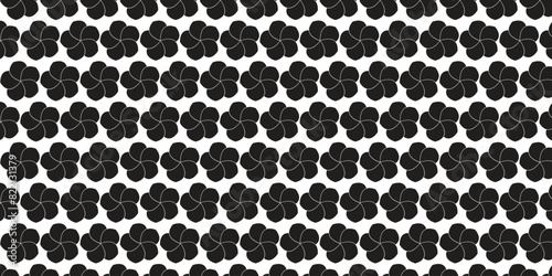 Black frangipani flower motif pattern with white background, suitable for you