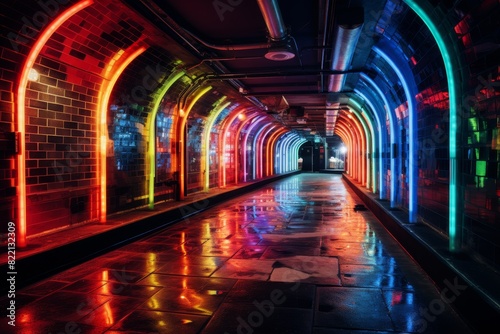 An Underground Oasis of Music and Dance: A Neon-Lit Subterranean Nightclub in the Heart of the City