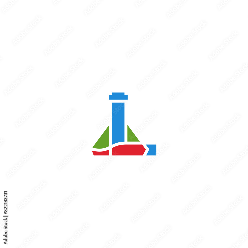 Lab flask L letter logo design. Lab flask L letter logo design.