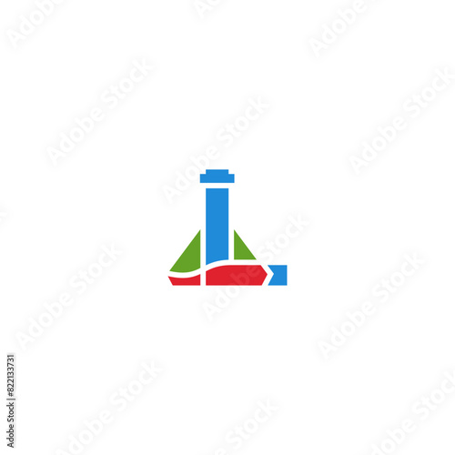 Lab flask L letter logo design.