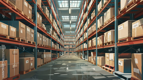 warehouse shelves in warehouse © EnGbarr