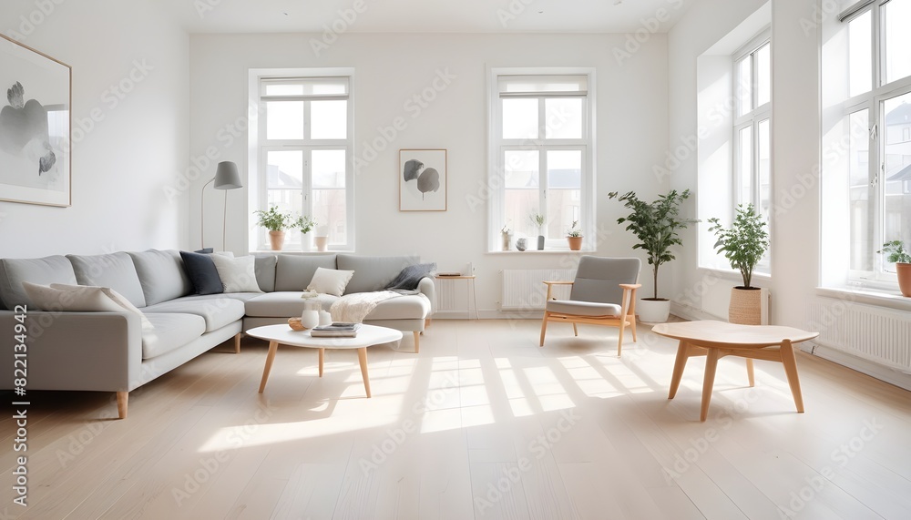 Cozy living room with furniture in Scandinavian style Cozy living room with furniture in Scandinavian style