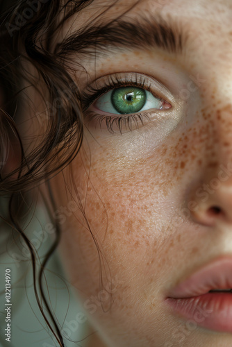 Close up portrait of young woman teenage girl eye focus