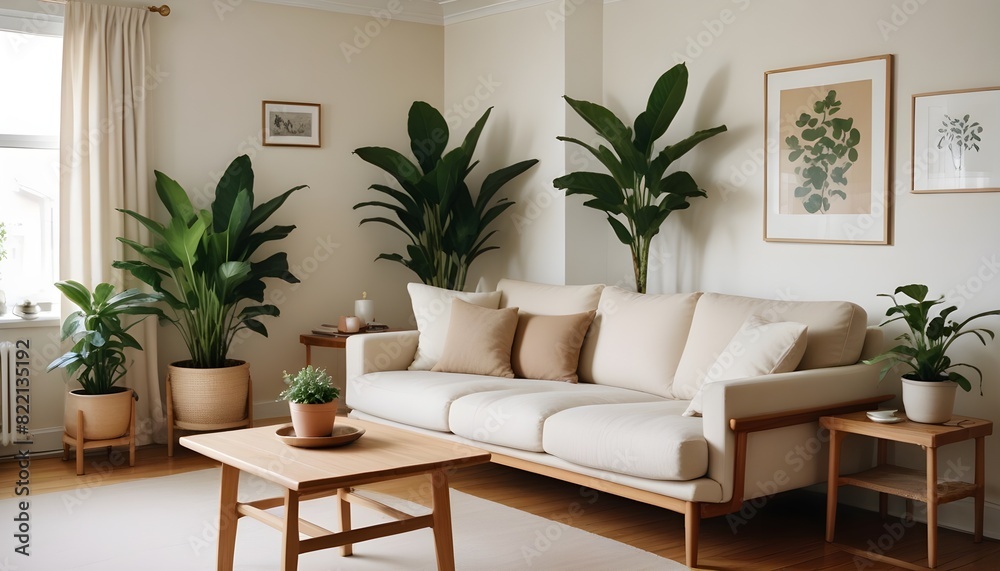 Cozy living room with furniture in Scandinavian style Cozy living room with furniture in Scandinavian style