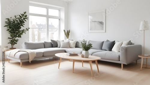 Cozy living room with furniture in Scandinavian style