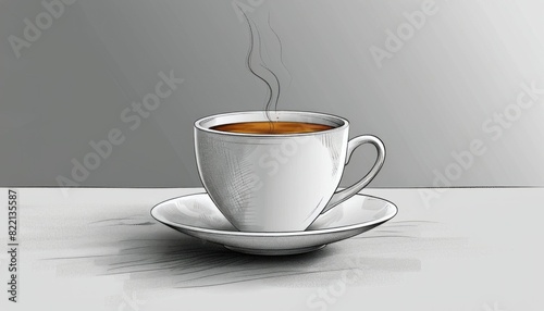 A Drawing of a Cup of Coffee on a Saucer