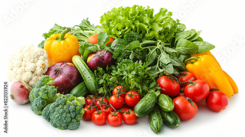 Mix of fresh vegetables on white background