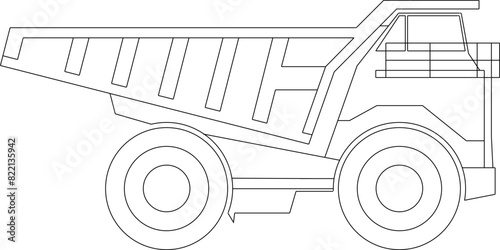 vector illustration sketch design drawing of heavy equipment truck material transporter for construction industry projects