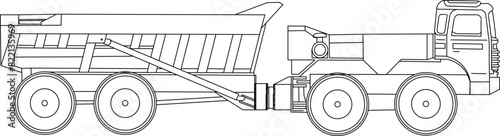 vector illustration sketch design drawing of heavy equipment truck material transporter for construction industry projects