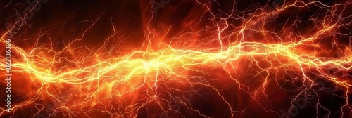 Red lightning background  red thunder with orange electric energy  sky full of dark clouds  dark red orange thunderstorm  red orange lightning effect. electric texture  banner