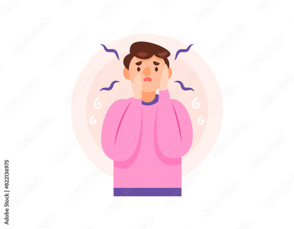 Illustration of a frightened and anxious man. very scared, excessively anxious, and worried. emotional distress. mental illness or disorder. the expression of people's faces. character illustrations Illustration of a frightened and anxious man. very scared, excessively anxious, and worried. emotional distress. mental illness or disorder. the expression of people's faces. character illustrations