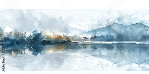 Ink Wash Painting of Mountains with Flying Birds © AbroadInfo