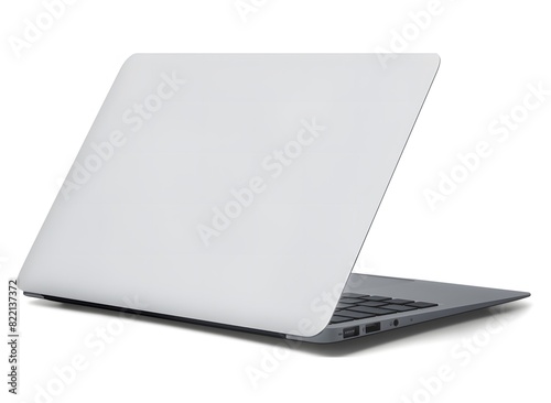 A laptop with blank screen isolated on white background. Modern, slim digital technology concept. Can be used as mock up for laptop. Isolated over white background