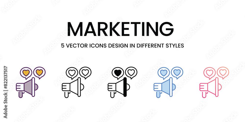 Marketing Icons different style vector stock illustration Marketing Icons different style vector stock illustration
