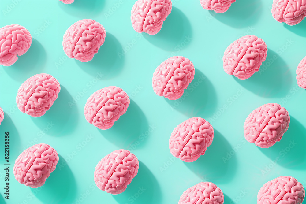 A human brain pattern on a turquoise background. A human brain pattern on a turquoise background.